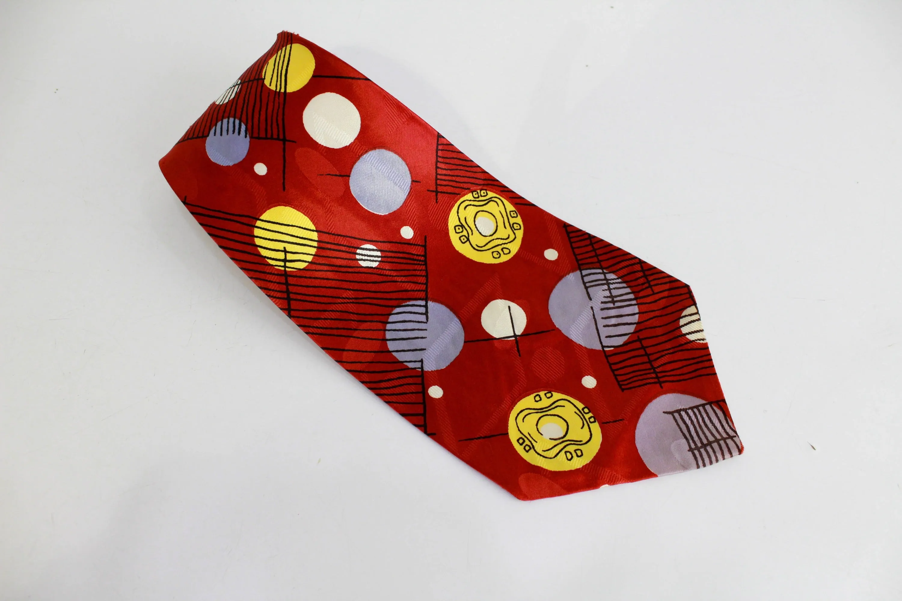 1940s Bold Look Wide Tie, Abstract Polka Dot Print