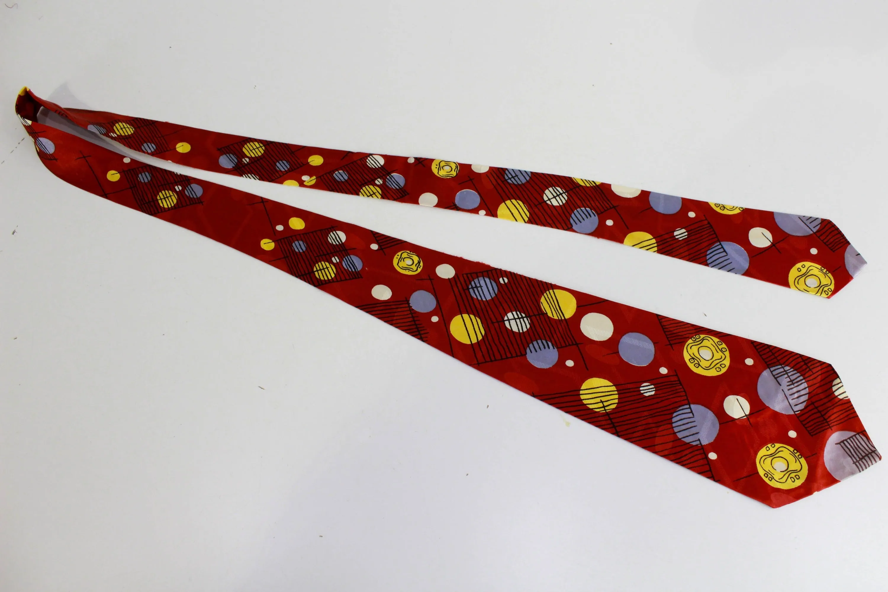 1940s Bold Look Wide Tie, Abstract Polka Dot Print