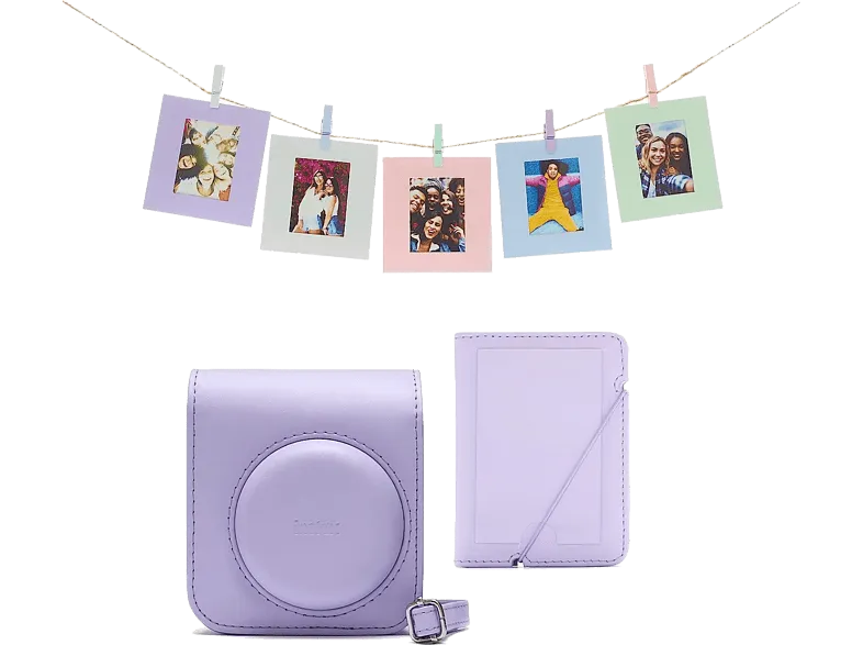 Accesorio cámara instantánea - Fujifilm Kit Instax Mini 12, Funda, 10 sobres, Cuerda,  Lila