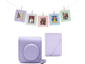 Accesorio cámara instantánea - Fujifilm Kit Instax Mini 12, Funda, 10 sobres, Cuerda,  Lila