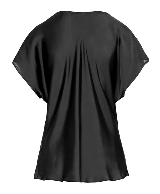 Access Fashion Satin bluse med draperinger