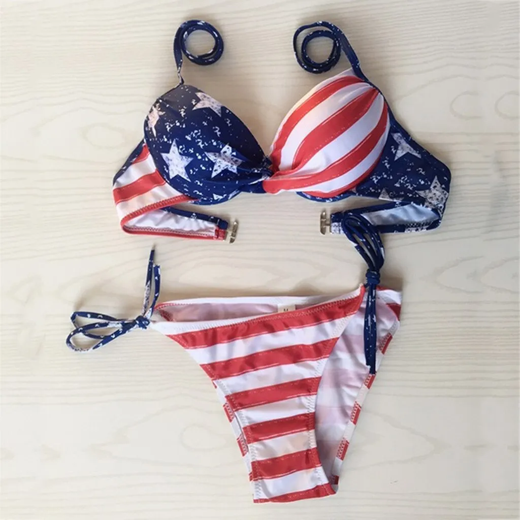 All American American Flag Fourth of July Zweiteiliger Bikini