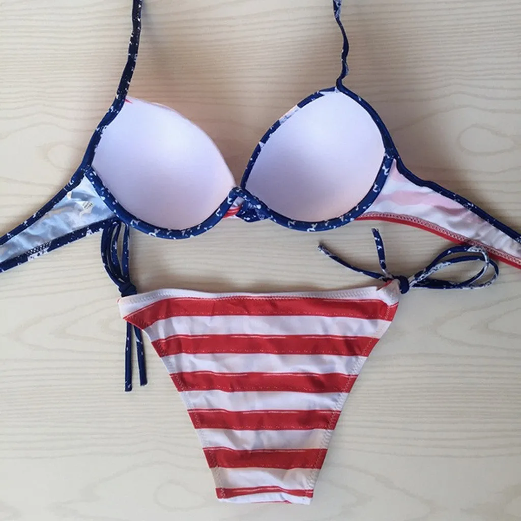 All American American Flag Fourth of July Zweiteiliger Bikini