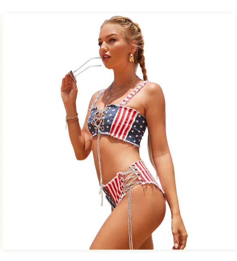 American Flag Denim Bikini