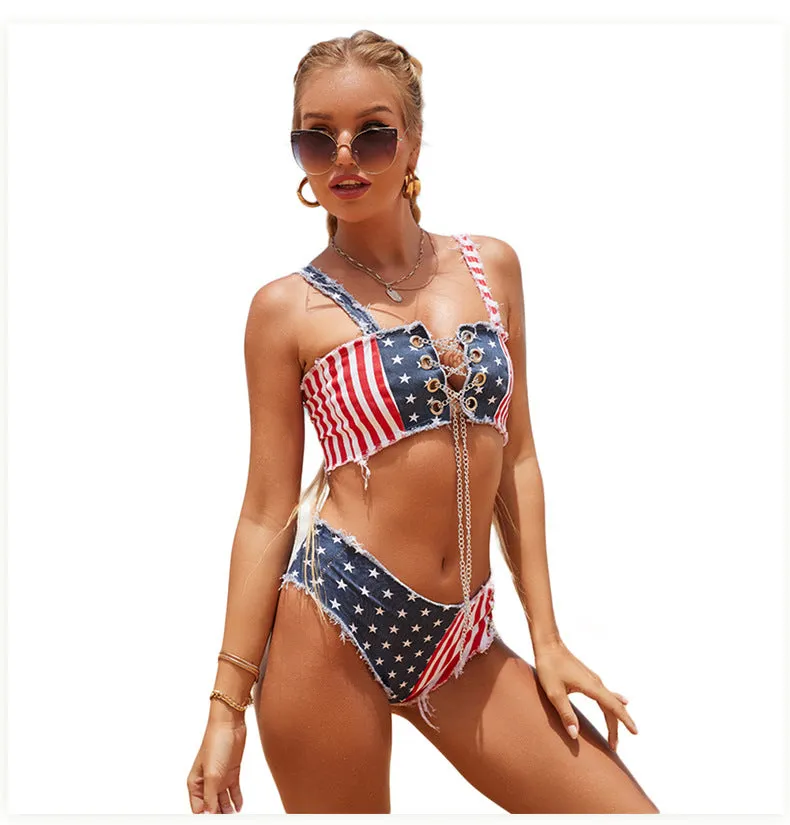 American Flag Denim Bikini