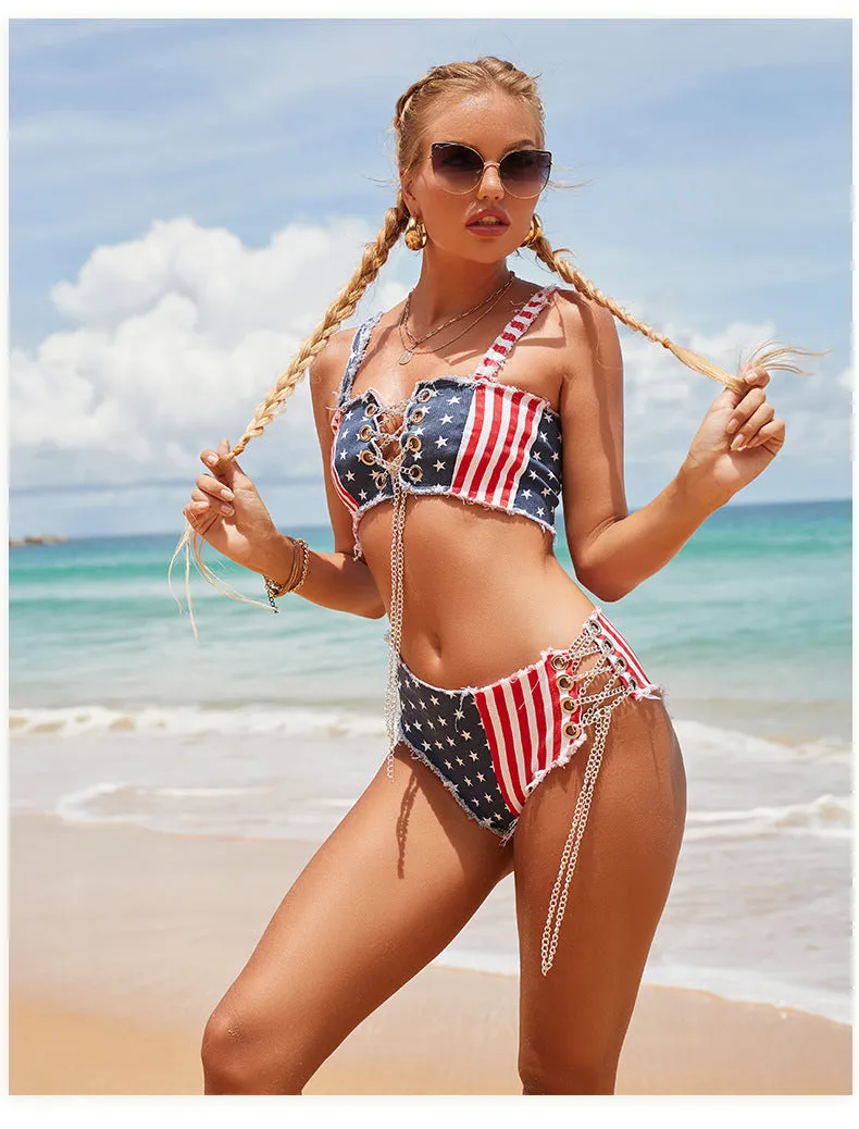 American Flag Denim Bikini