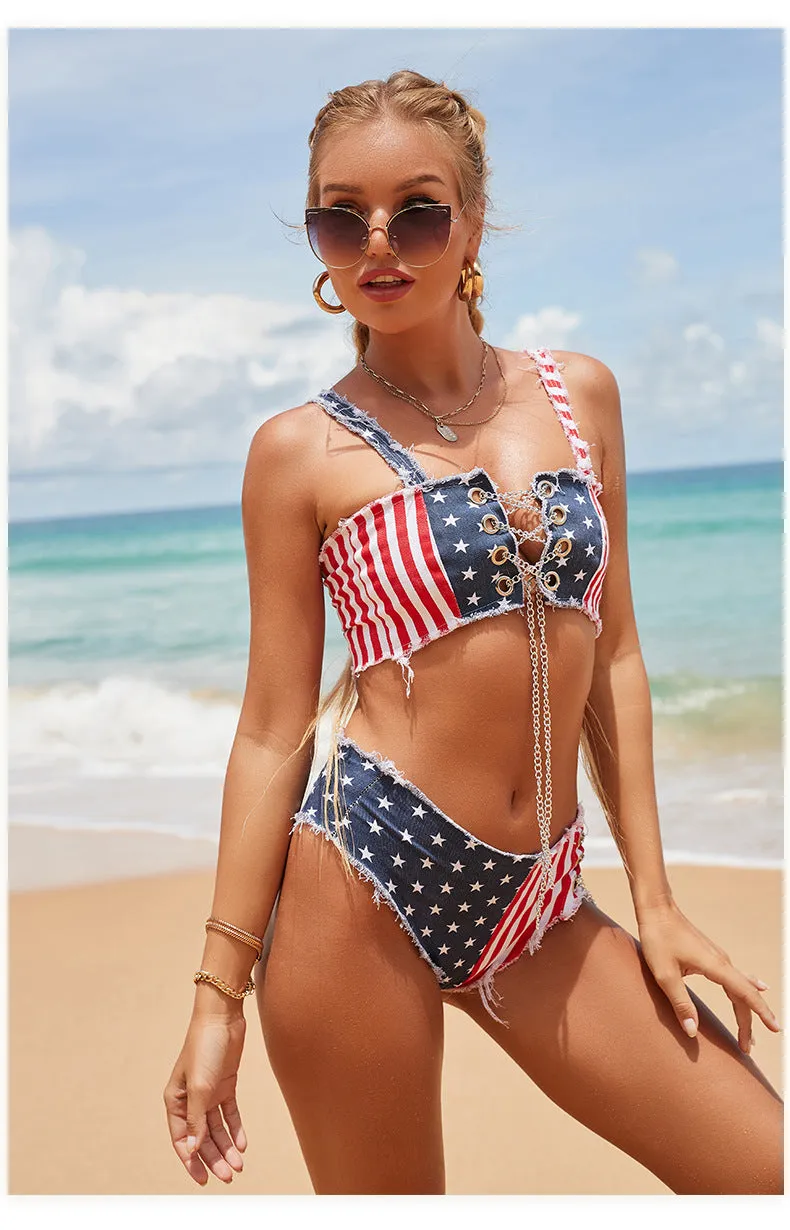 American Flag Denim Bikini