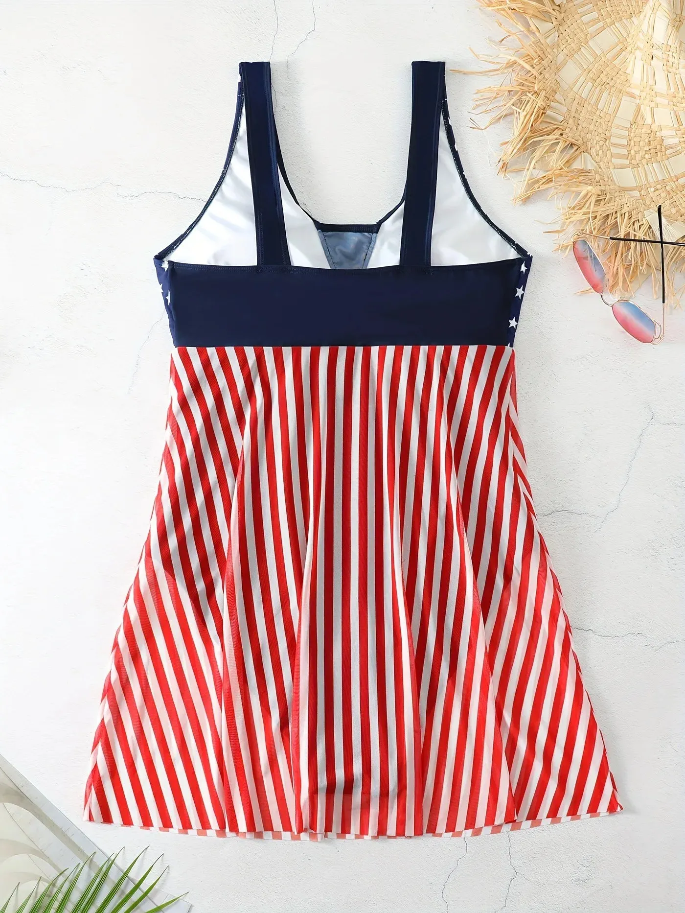 American Flag Plus Size Swimsuit Swimdress