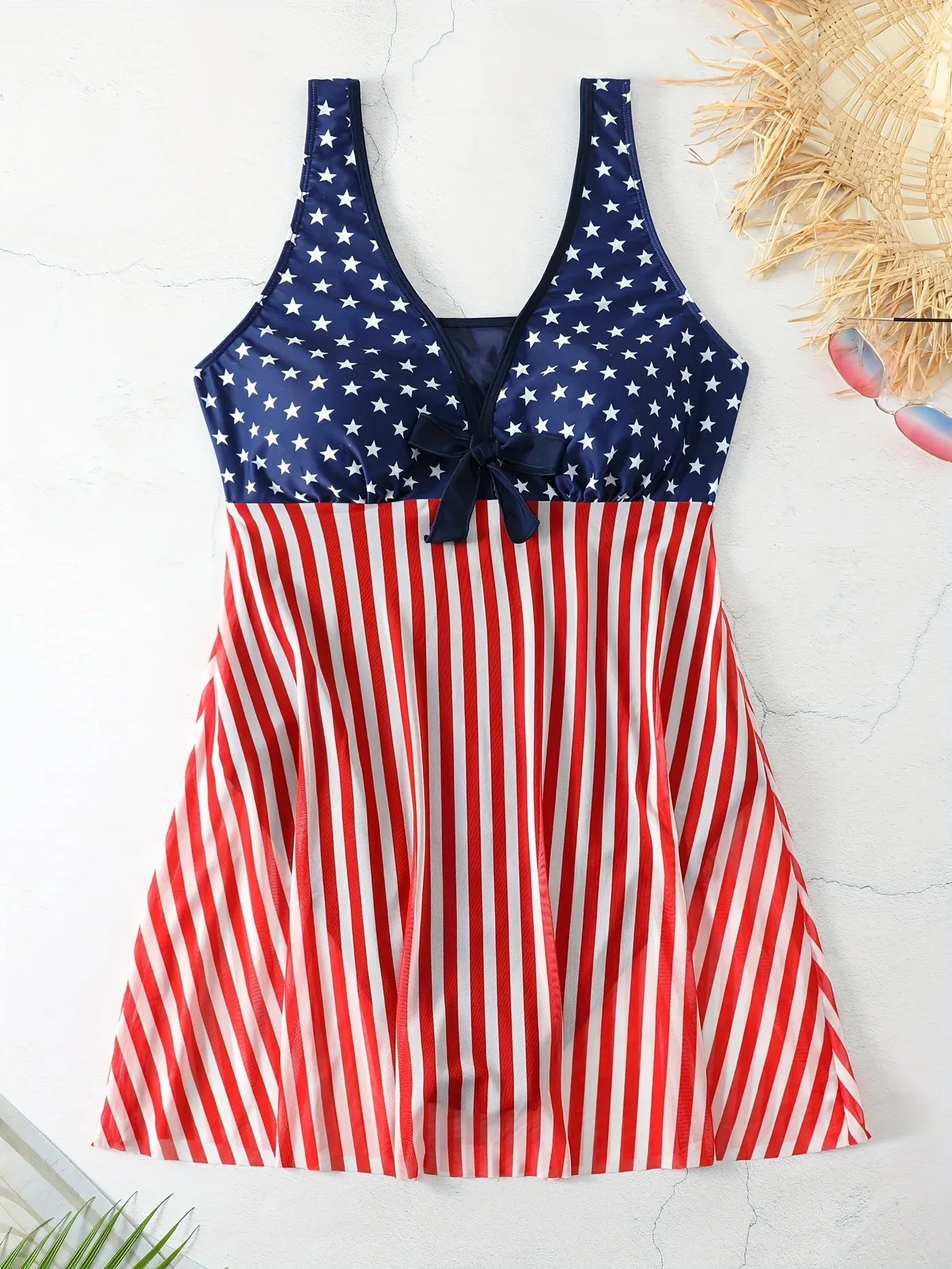 American Flag Plus Size Swimsuit Swimdress