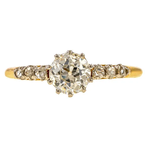 Antique Diamond Engagement Ring, Old European 0.84ct