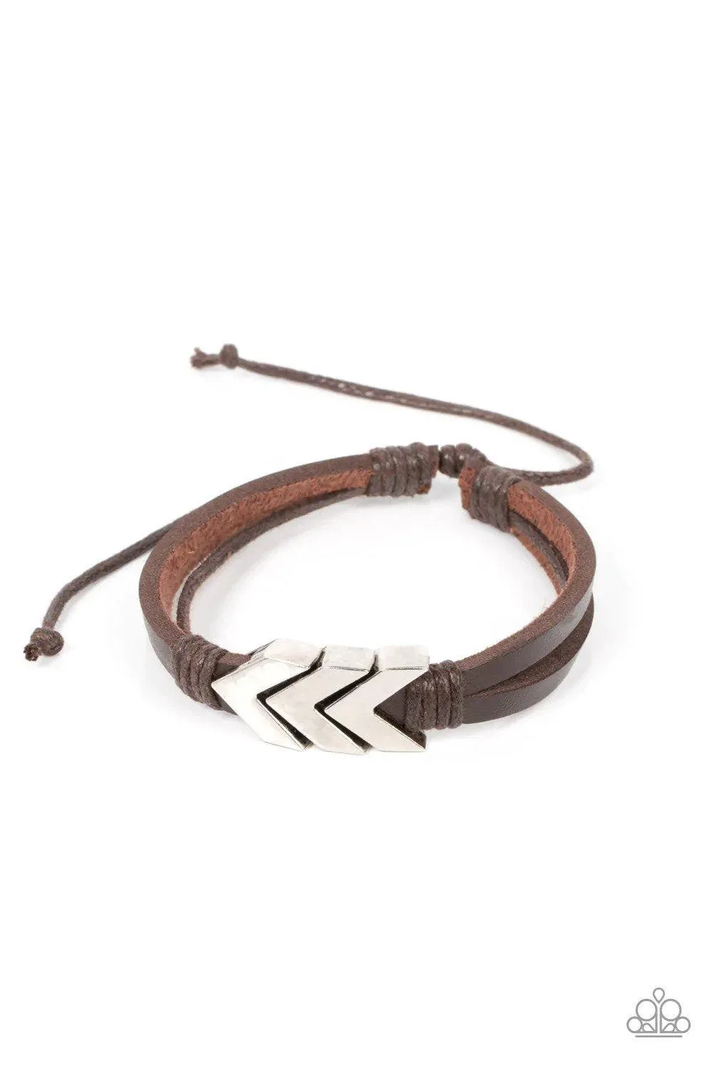 Arrow Pharaoh Brown Leather Urban Bracelet - Paparazzi Accessories