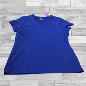 Athletic Top Short Sleeve By Fila In Blue, Size: L