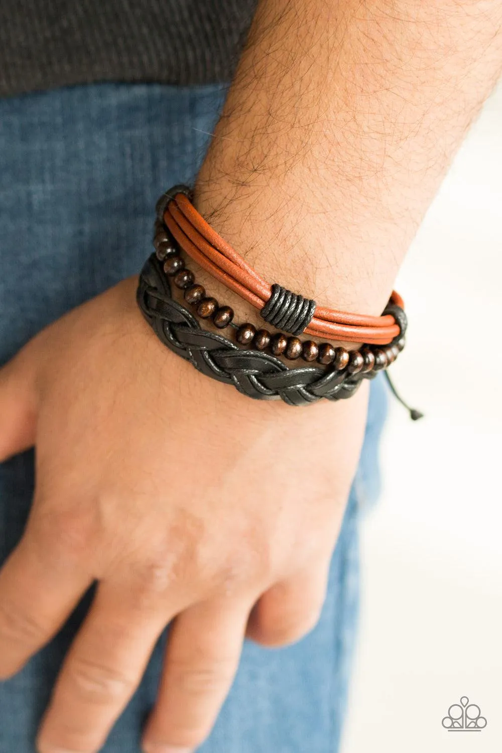 Beachside Resort Brown Leather Urban Bracelet - Paparazzi Accessories