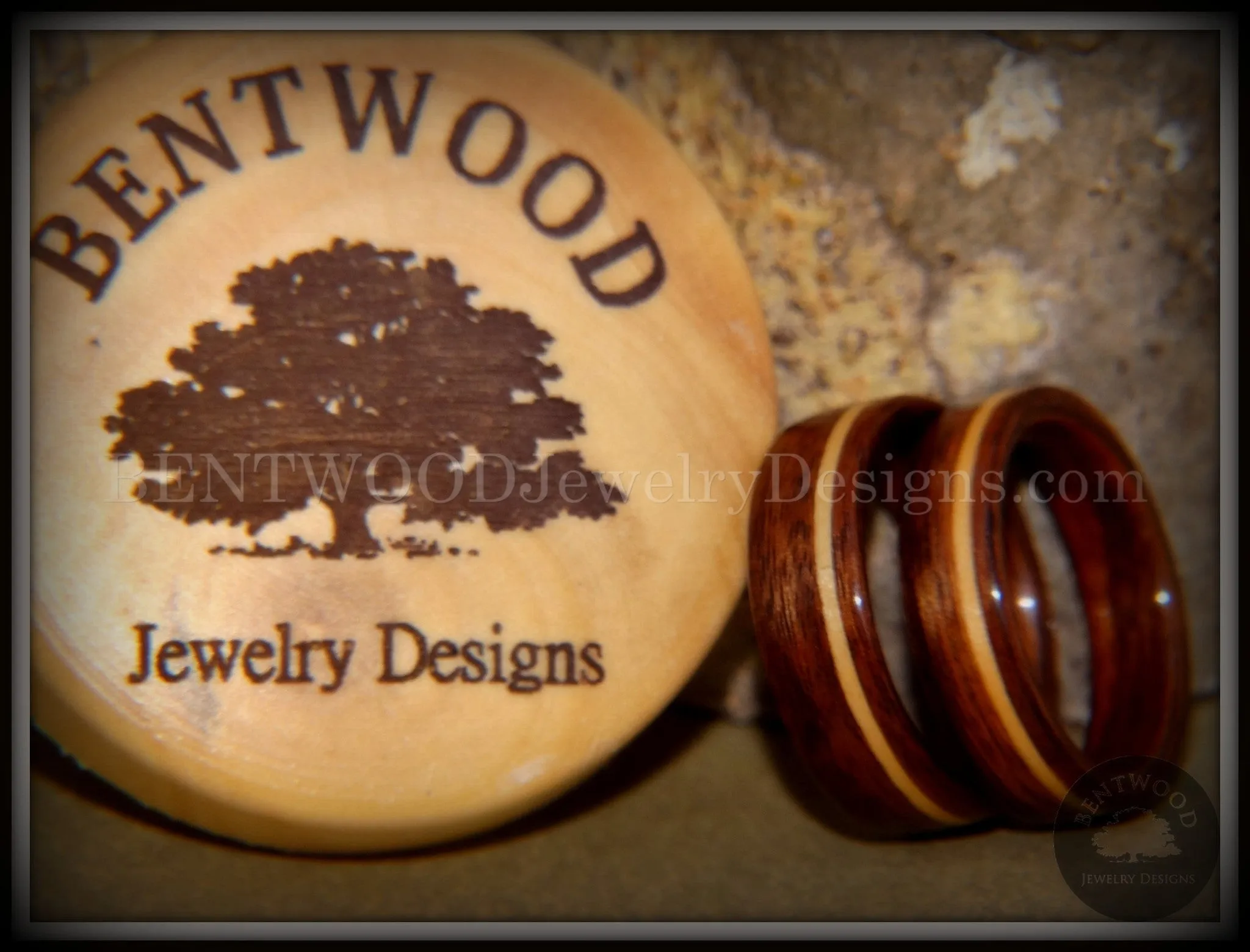 Bentwood Rings Set - South American Rosewood with American Maple Inlay