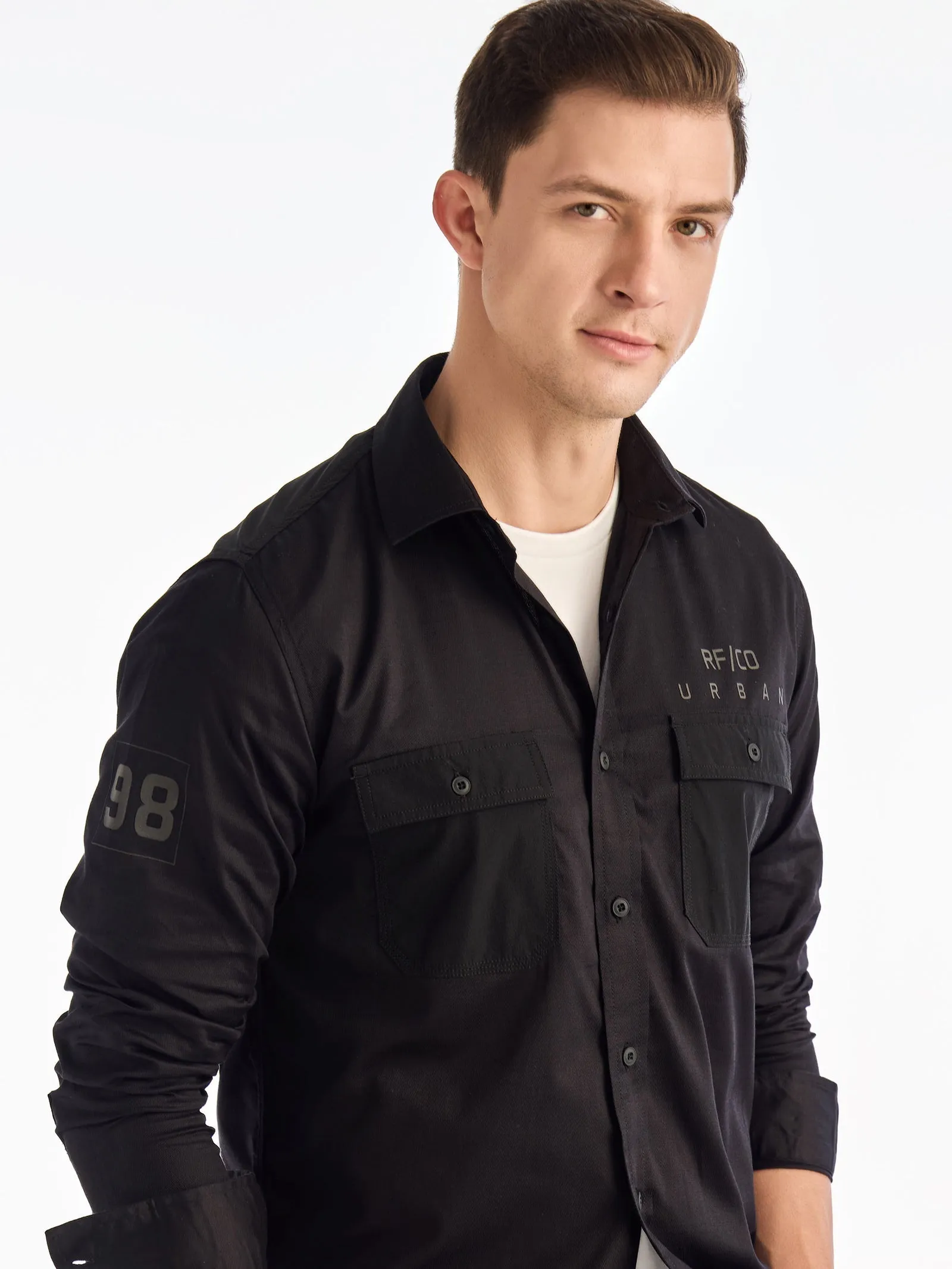 Black Solid Urban Shirt