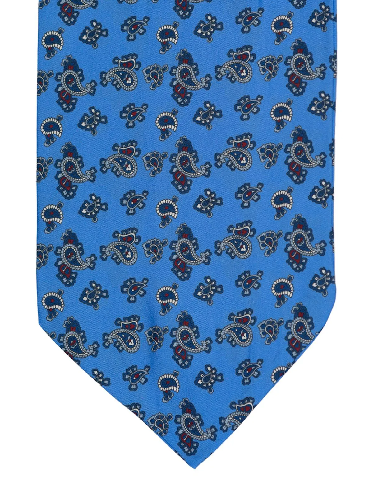 Blue Paisley Print Pure Silk Vintage Look Cravat