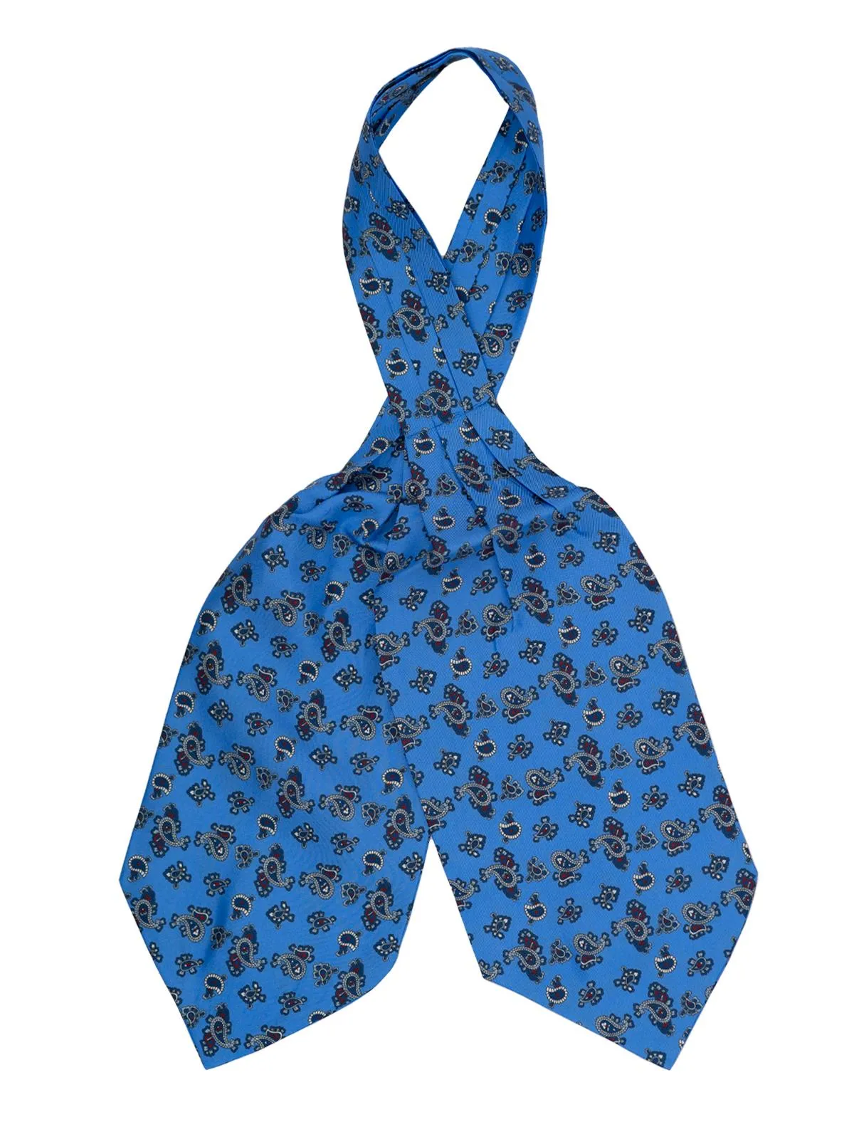 Blue Paisley Print Pure Silk Vintage Look Cravat