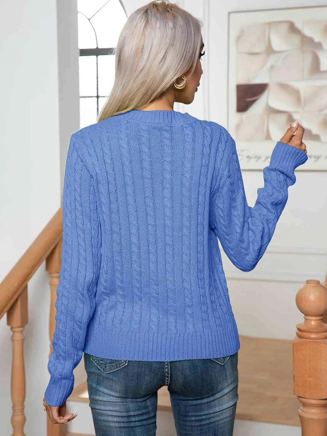 Centering On Cable-Knit Sweater