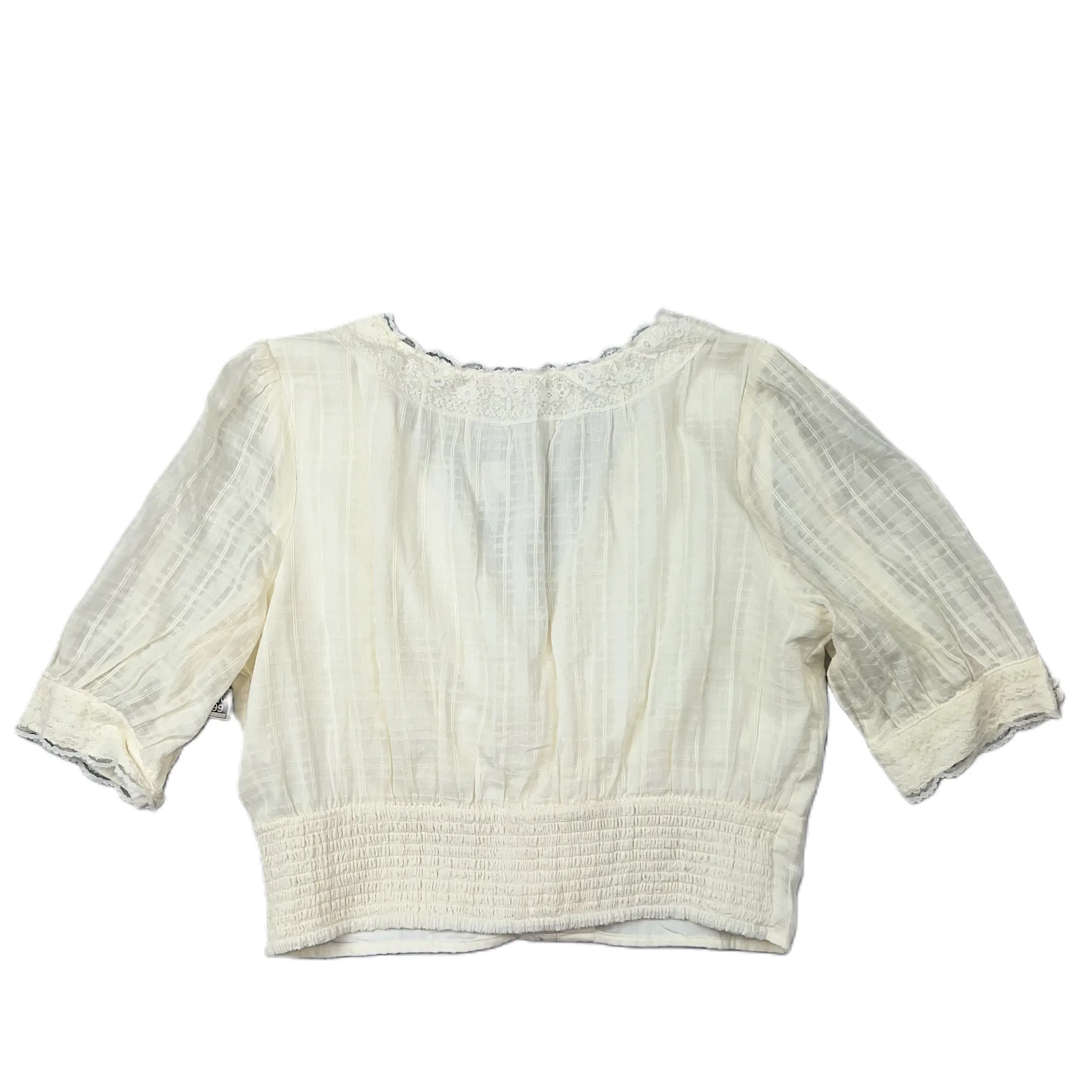 Cream Top 3/4 Sleeve By American Eagle, Size: L