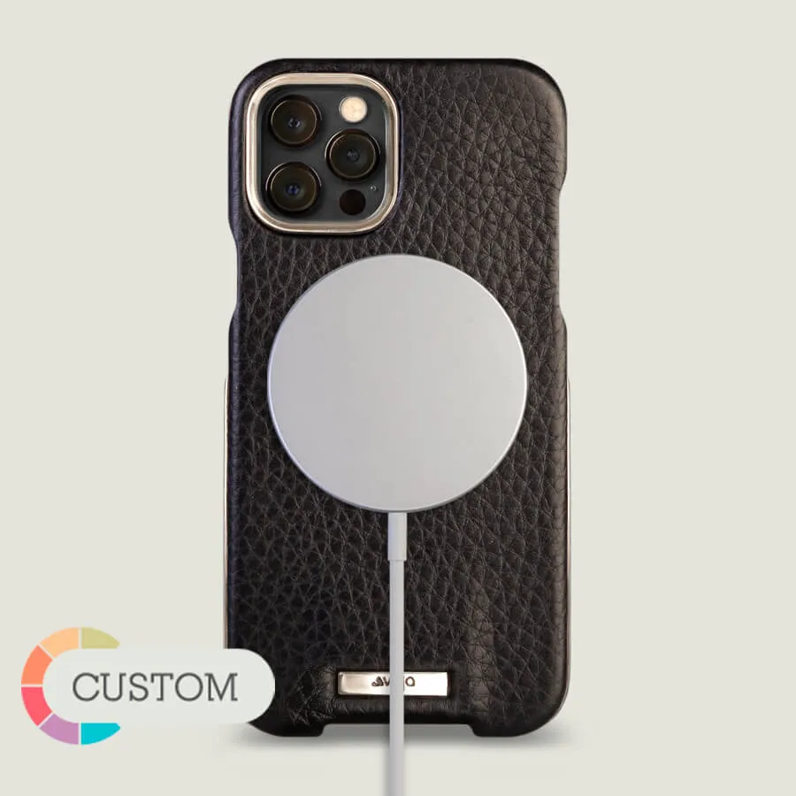 Customizable Silver Grip iPhone 12 & 12 Pro Leather Case