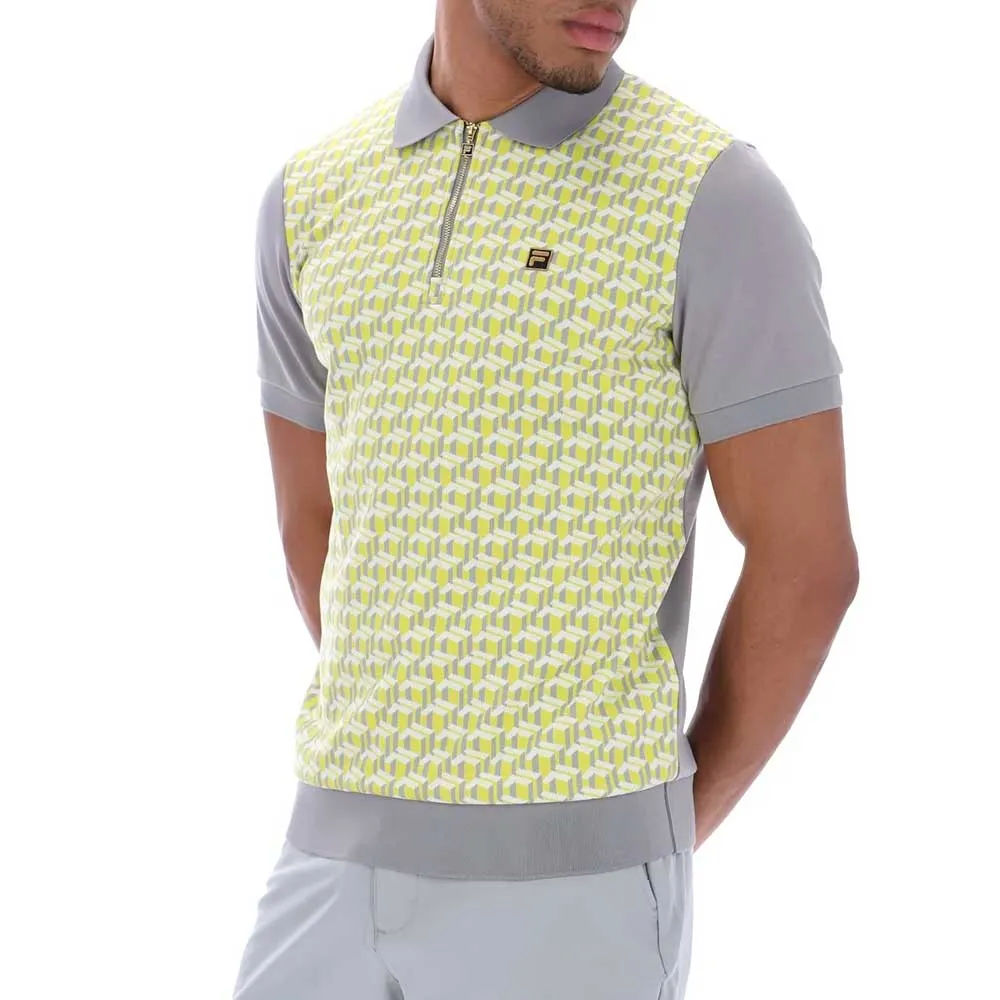 Fila Gold Axel Geo Jacquard Polo - Yellow / Grey