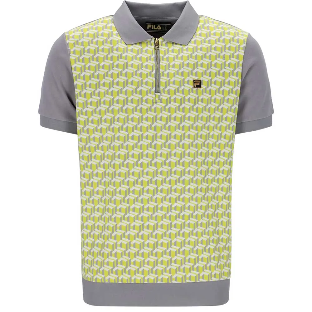 Fila Gold Axel Geo Jacquard Polo - Yellow / Grey