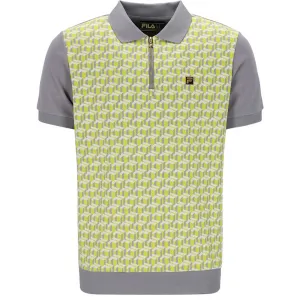 Fila Gold Axel Geo Jacquard Polo - Yellow / Grey