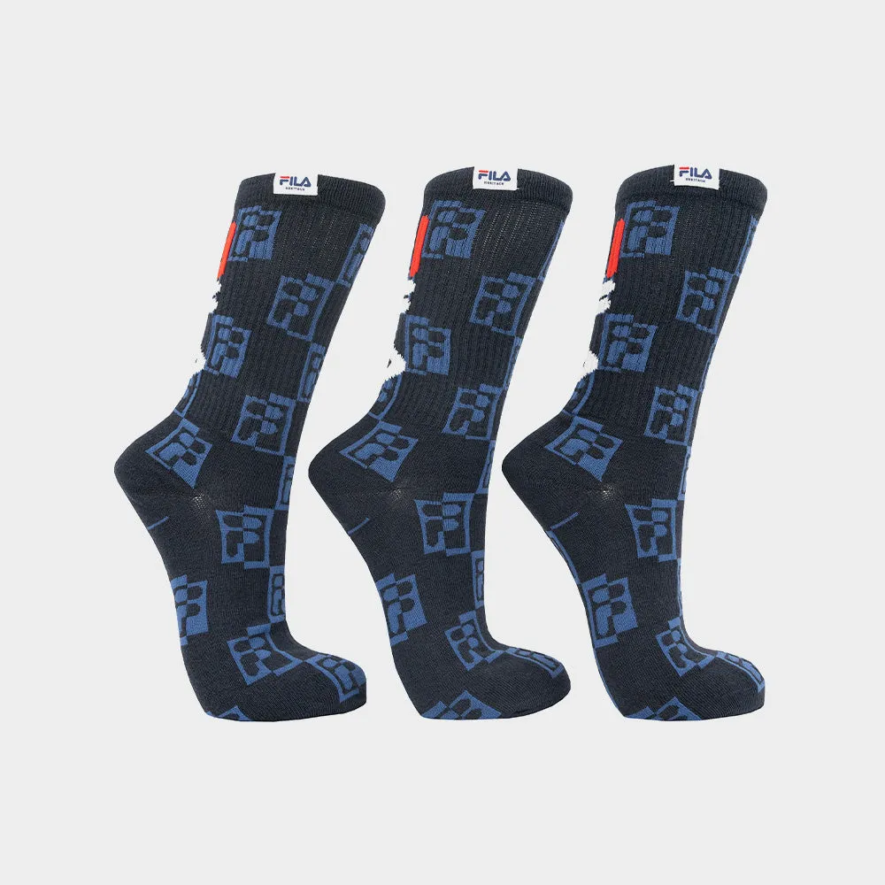 Fila Unisex 3 Pk Kaden Tube Sock Blue/Multi _ 181129 _ Blue