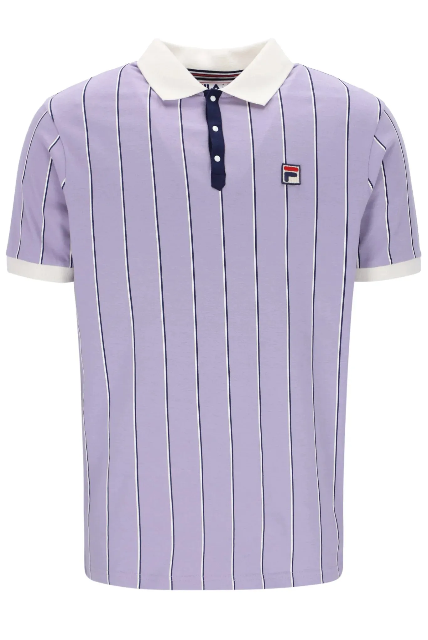 Fila Vintage Men's Brett Double Stripe BB1 Polo Shirt Wisteria Lilac