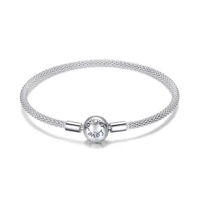 Forever Love Engraved Sterling Silver Mesh Bracelet