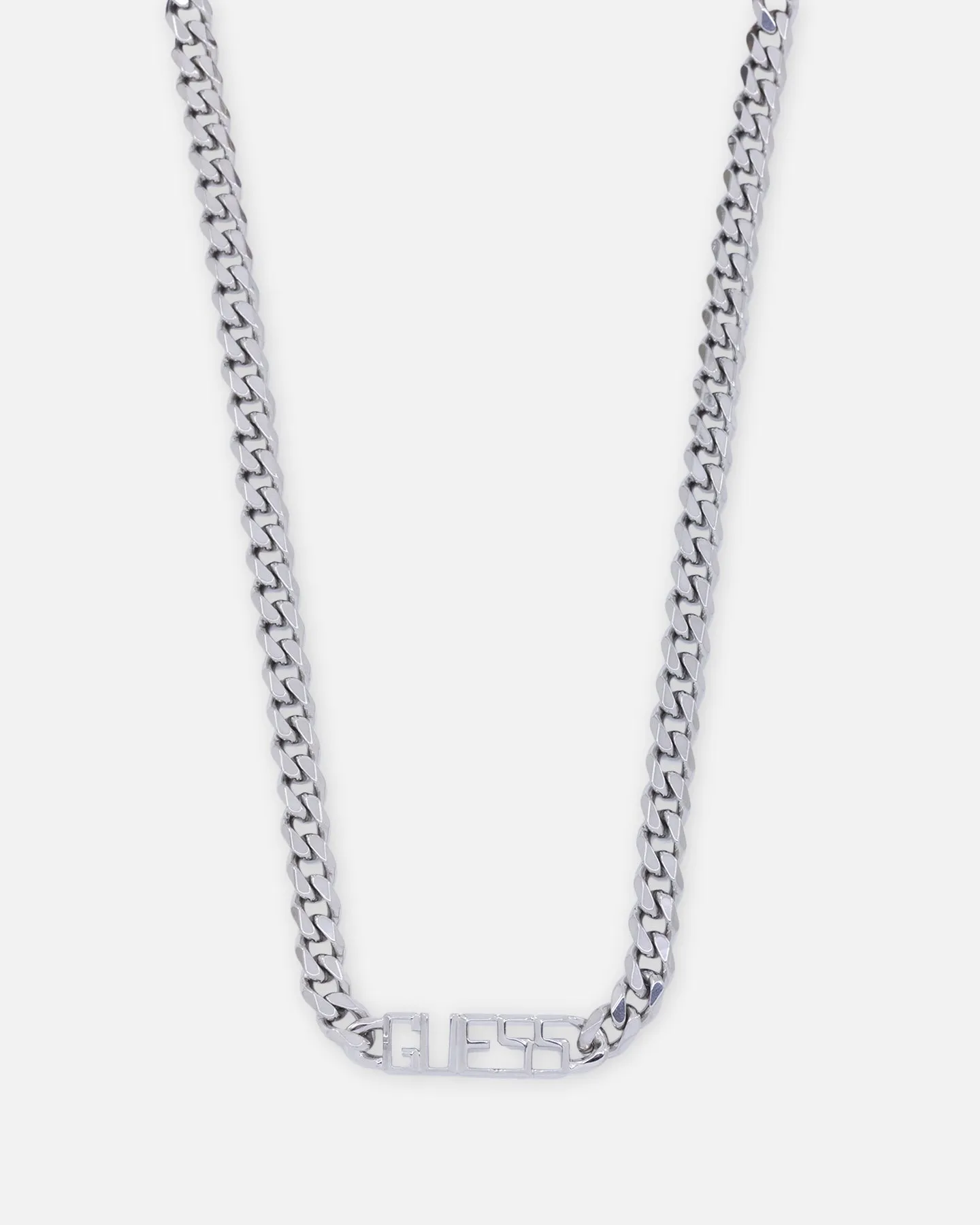 Guess Mainline Vegas 21 Guess Logo 7mm Necklace Silver