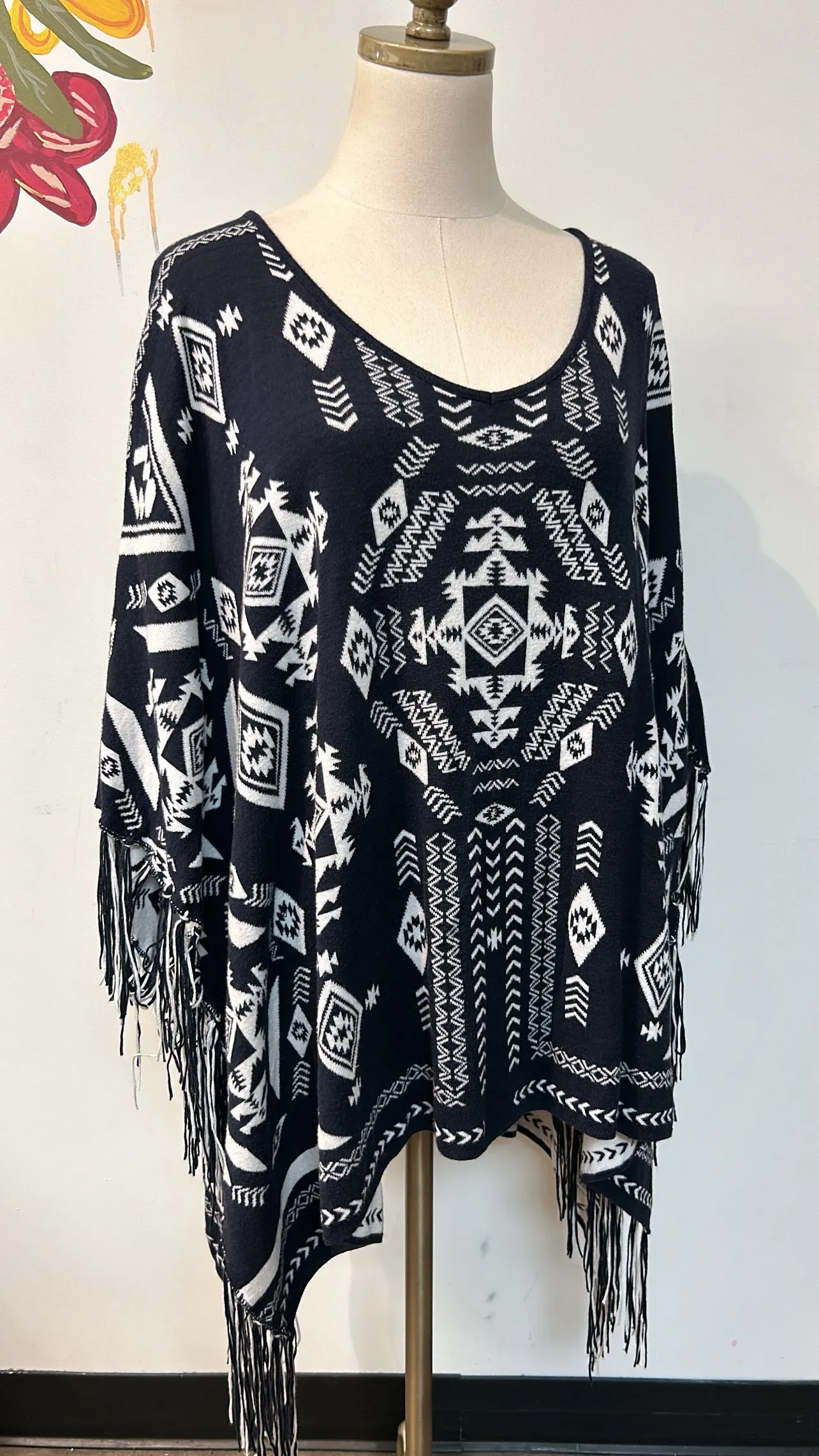 H&M Navy Poncho Sweater, M