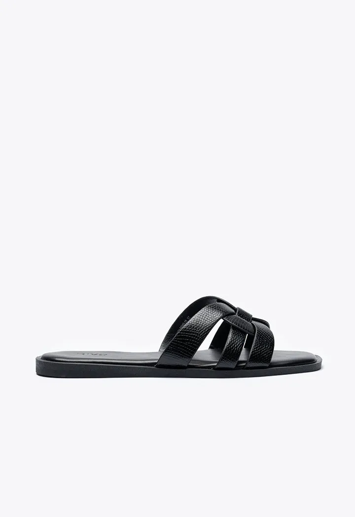 Knotted Vamp Slip On Sandals