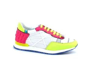 L4K3 Mr. Big Old School Sneaker Running Bianco Giallo Rosa F08-OLD