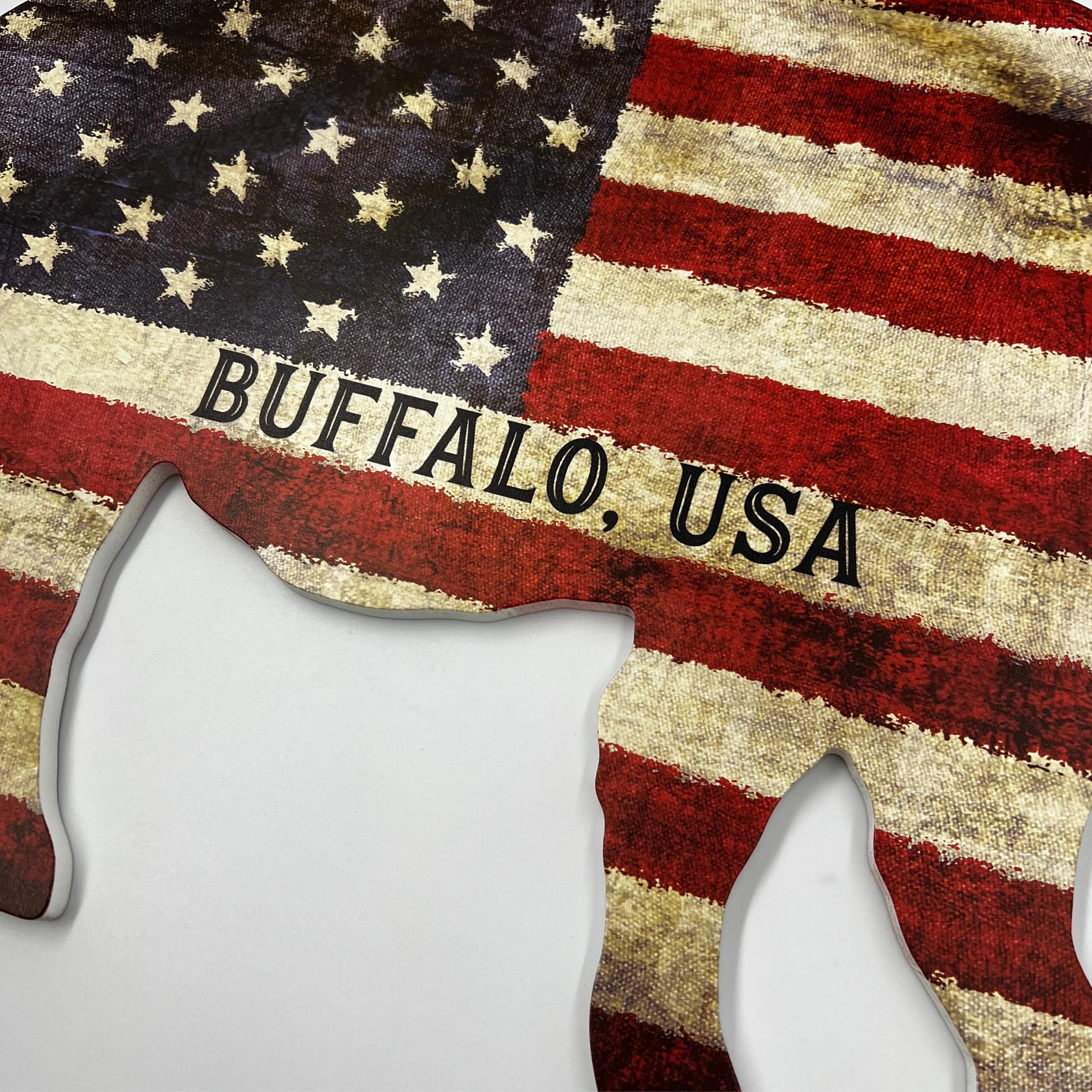 Large American Flag Wooden Buffalo