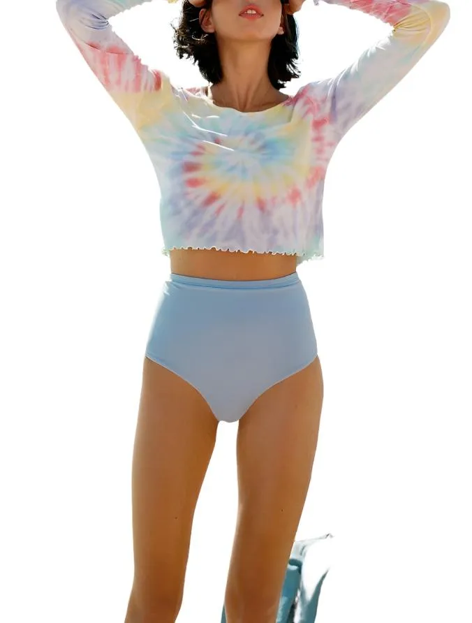 Last Chance! TMD Tie Dye Floral Long Sleeve Crop