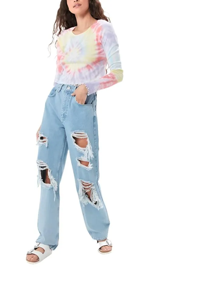 Last Chance! TMD Tie Dye Floral Long Sleeve Crop