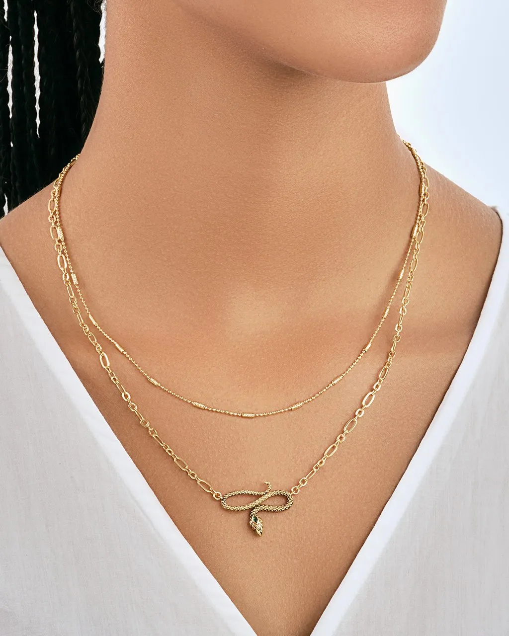 Linked Snake Layered Necklace by Sterling Forever