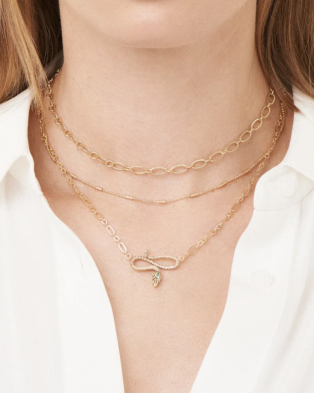 Linked Snake Layered Necklace by Sterling Forever