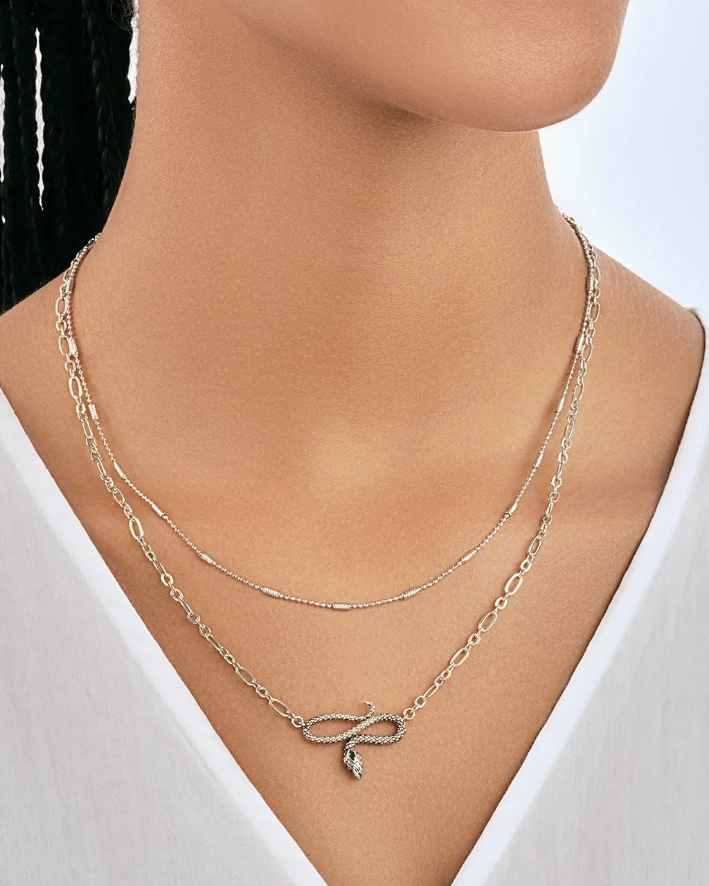 Linked Snake Layered Necklace by Sterling Forever