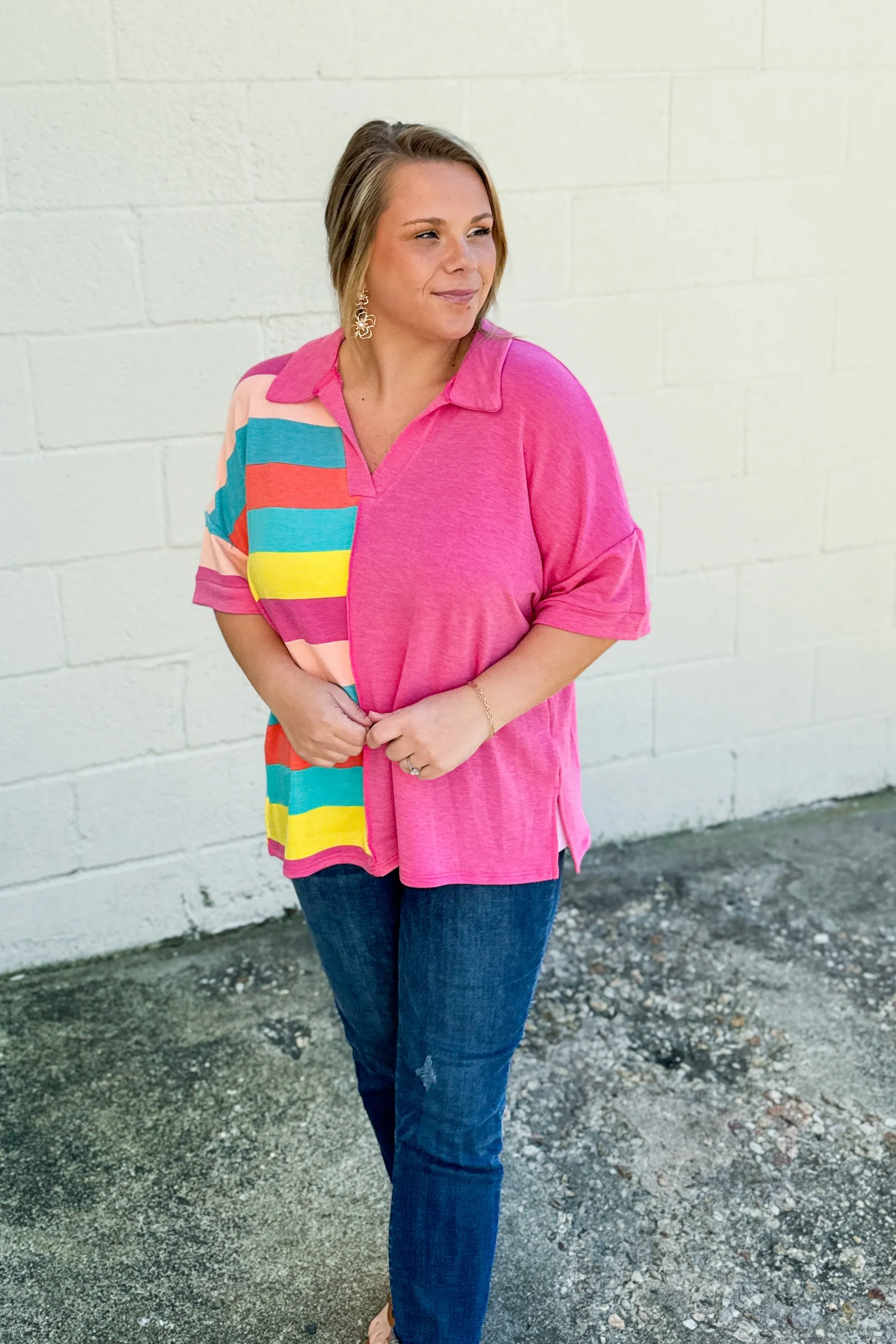 Look Both Ways Stripe Color Block Top