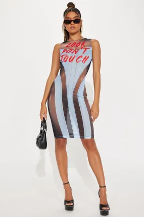 Look Don't Touch Mesh Midi Dress - Blue/combo