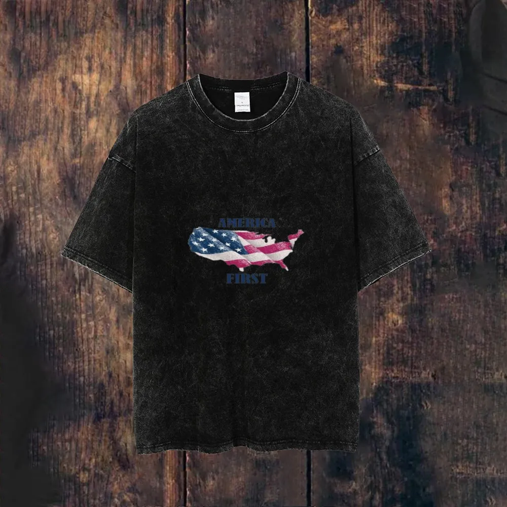 Mens American Flag Print Tee