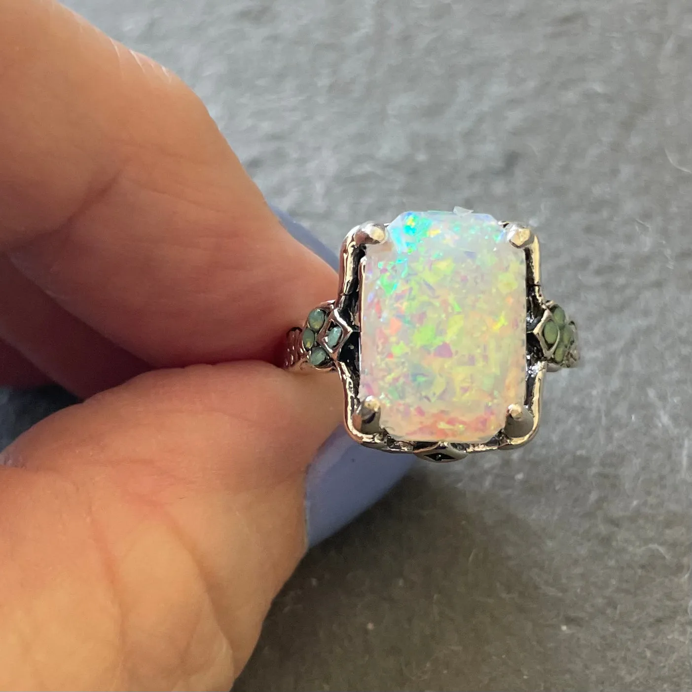 Opal Look Fun Cocktail ring, size 7