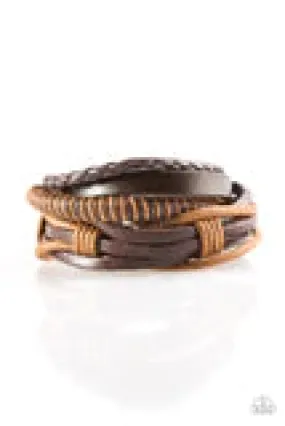 PAPARAZZI TRAILBREAKER BROWN LEATHER URBAN BRACELET