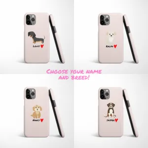 Personalised Dog Love Heart Phone Case - Choose Your Breed by Coconut Lane