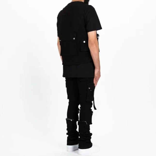 Pheelings Never Look Back Cargo Flare Stack Denim (Jet Black)