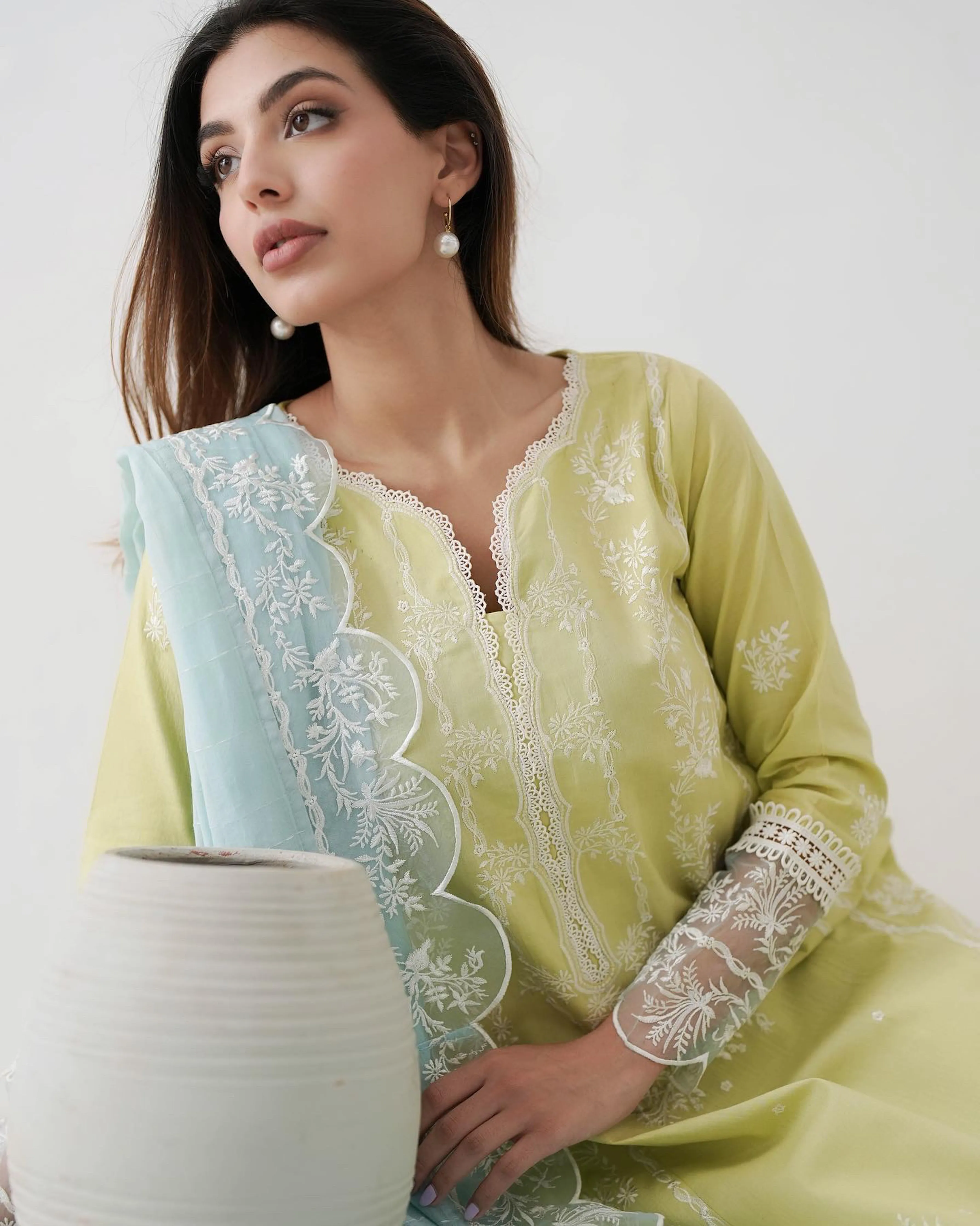 Pistachio Embroidered Lawn Set EID UL AZHA ‘24 NEL-24620 (Express Delivery)