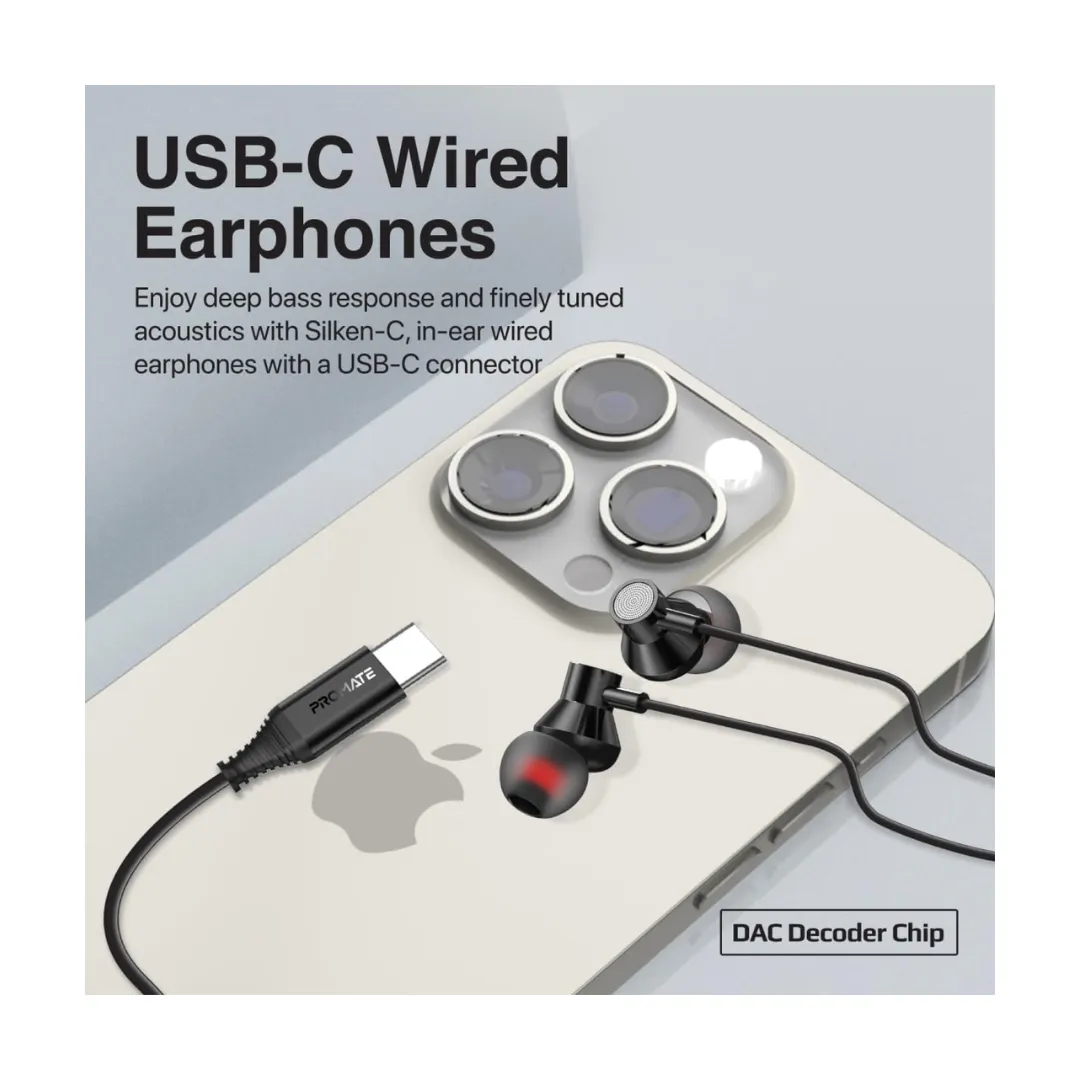 Promate Silken-C Type-C Wired Earphone