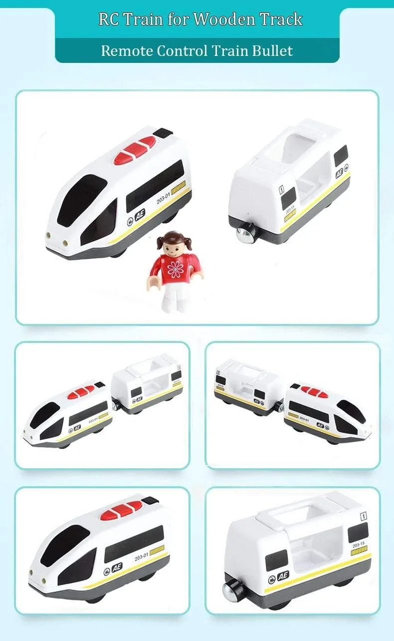 RC Electric Train Set With Carriage Sound and Light Express Truck FIT Wooden Track Children Electric Toy Kids Toys